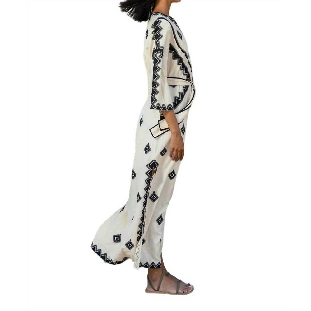 NEW SCARLETT POPPIES endless summers embroidered kaftan dress in natural - Picture 2 of 4